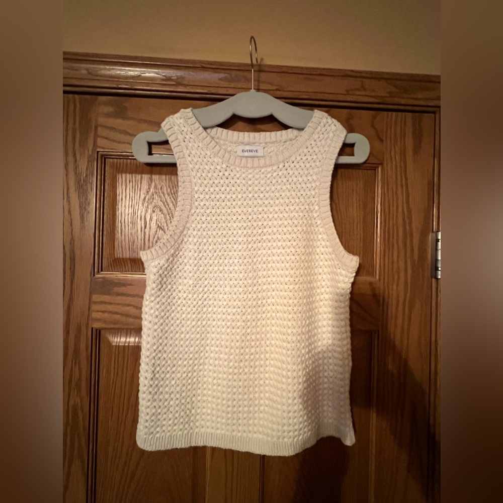 Evereve sleeveless sweater vest knit women’s medium m beige crème